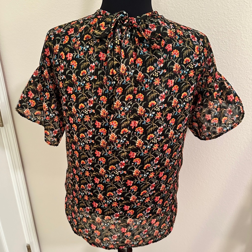 LOFT Sheer Flower Blouse